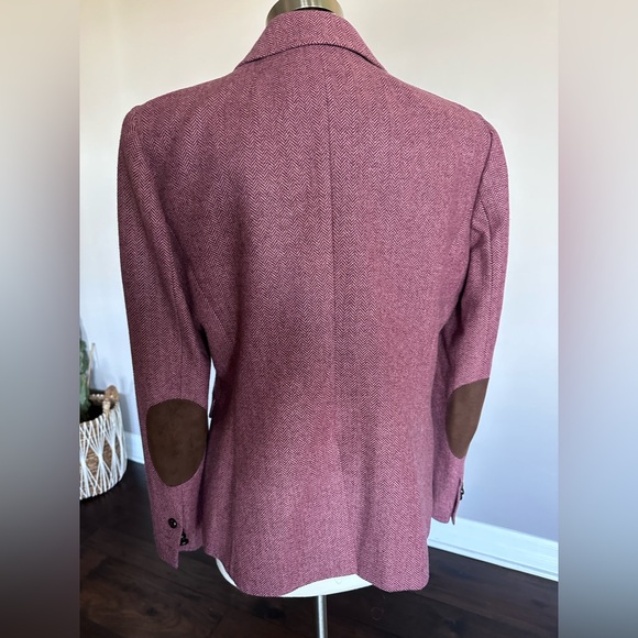 JCrew Factory Herringbone Wool Blazer w/Faux Suede Elbow Patch/Leather Buttons - Picture 4 of 11